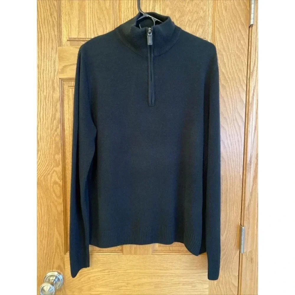 Oscar De La Renta Size XL Men's Mock Neck Long Sleeve Pullover Sweater 1/4 Zip